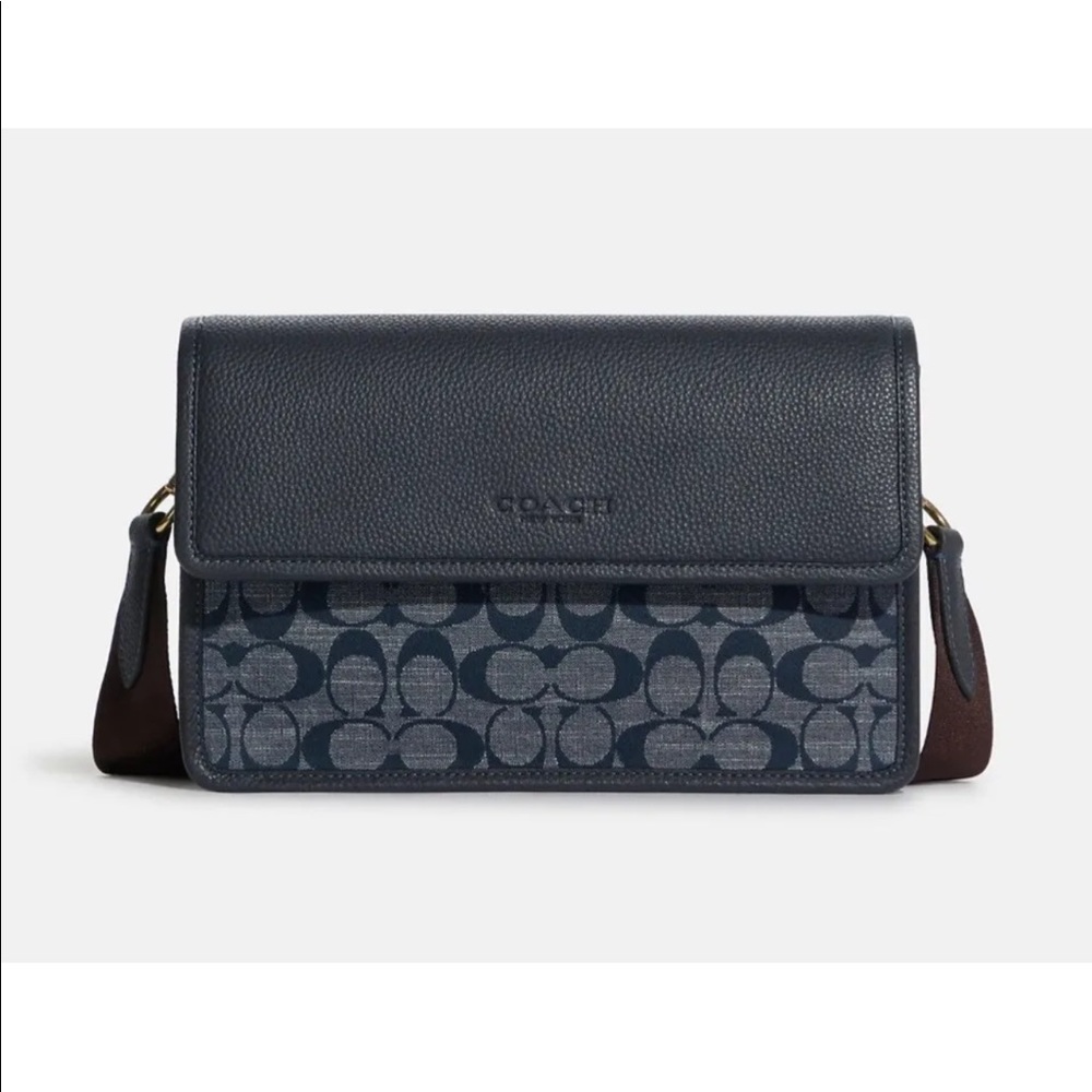 NWT Coach Turner Flap Crossbody In Signature Chambray